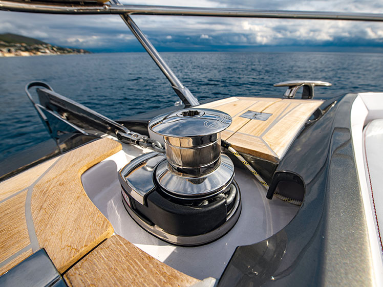 Windlass and winch replacement work on a catamaran deck