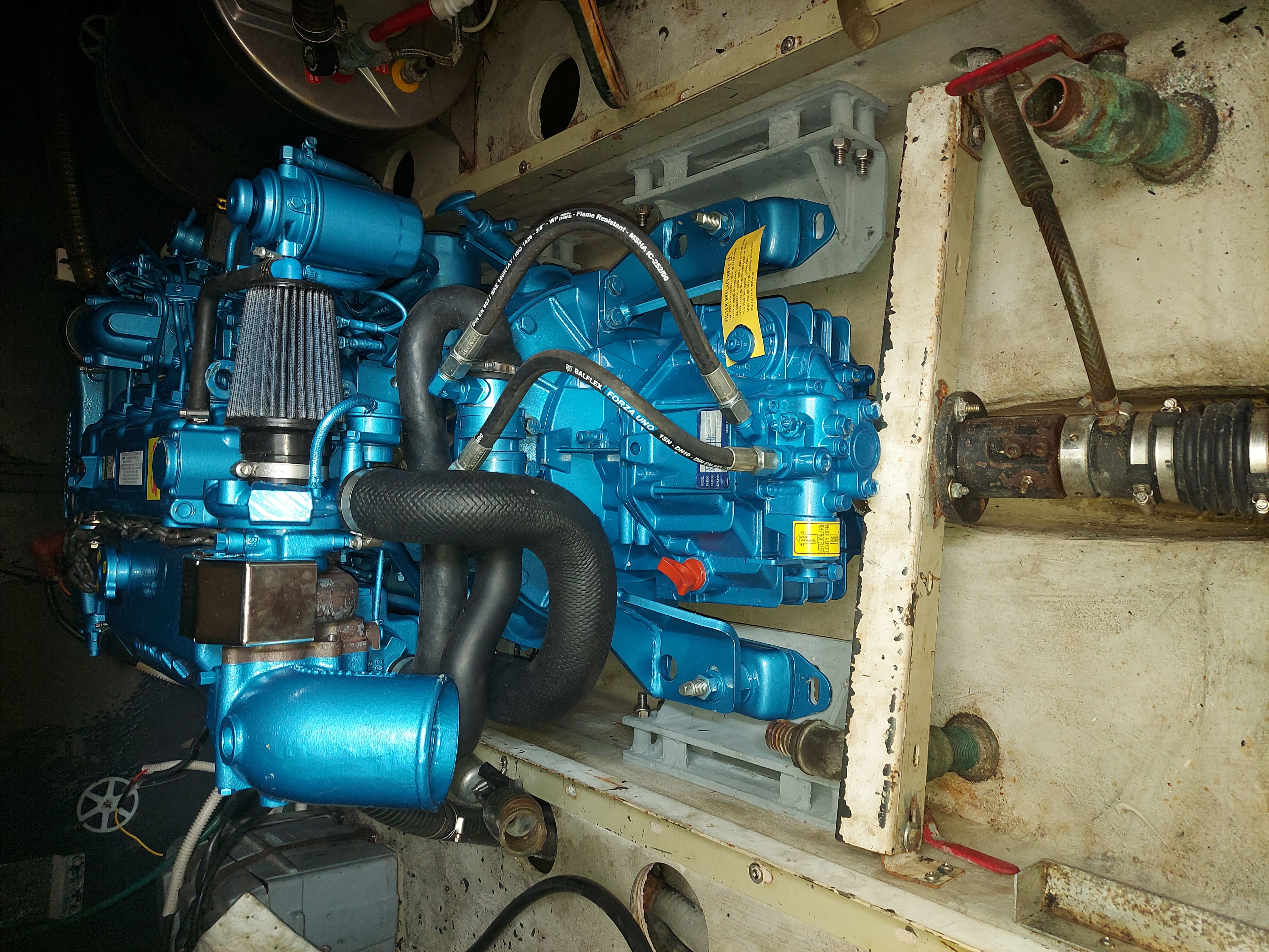 Dockside engine replacement in progress